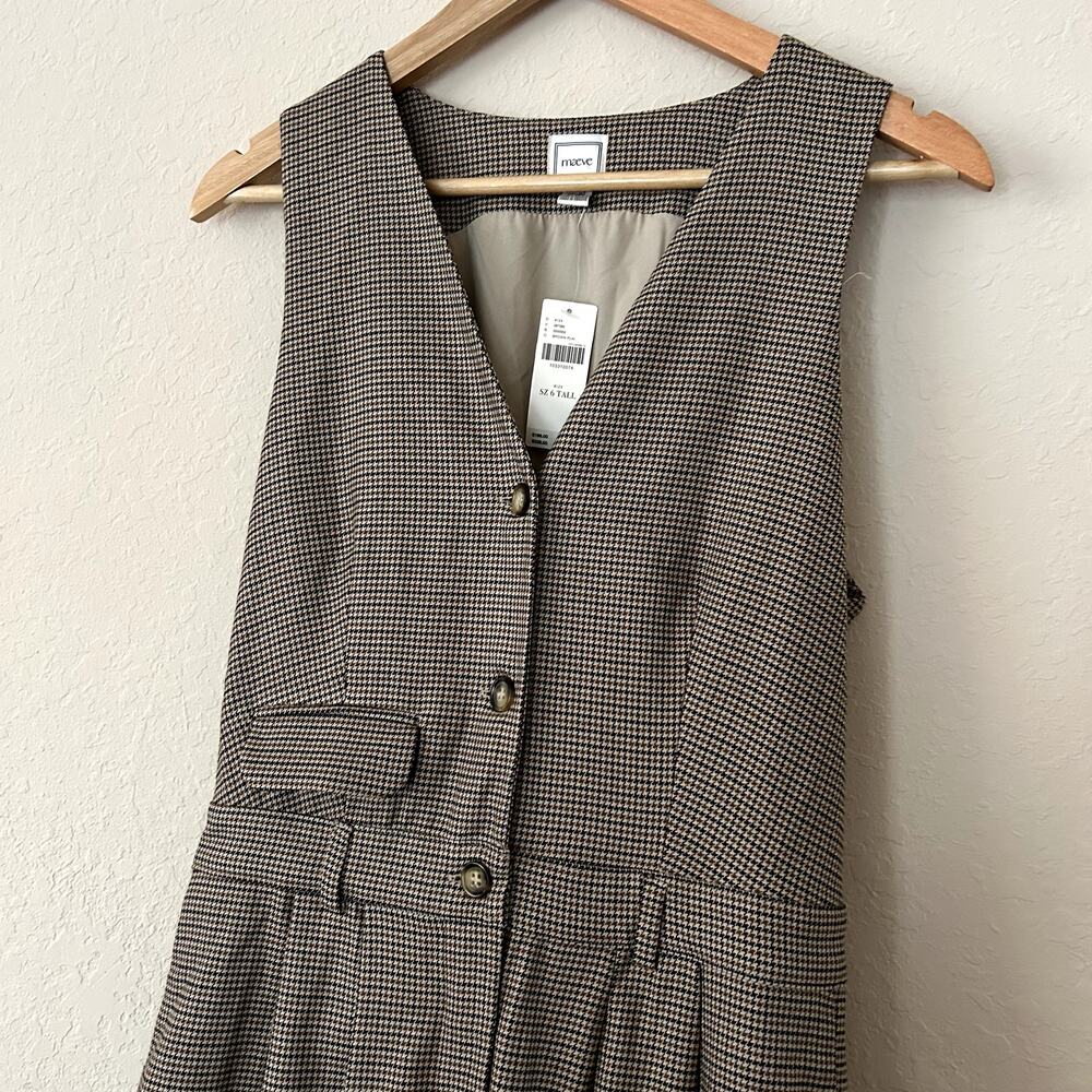 Maeve Athropologie Vest Gingham Avery Wide Leg Pleated Jumpsuit Size 6 Tall - Picture 5 of 10
